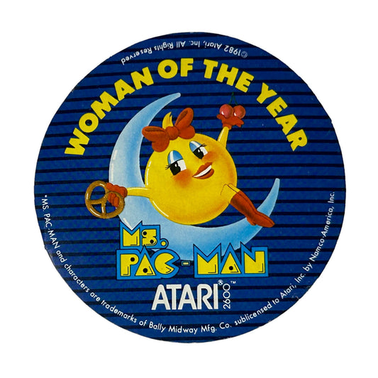 Atari 2600 Ms Pac-Man Paper Sticker Vintage 80s 1982 Woman of the Year 3 Inches