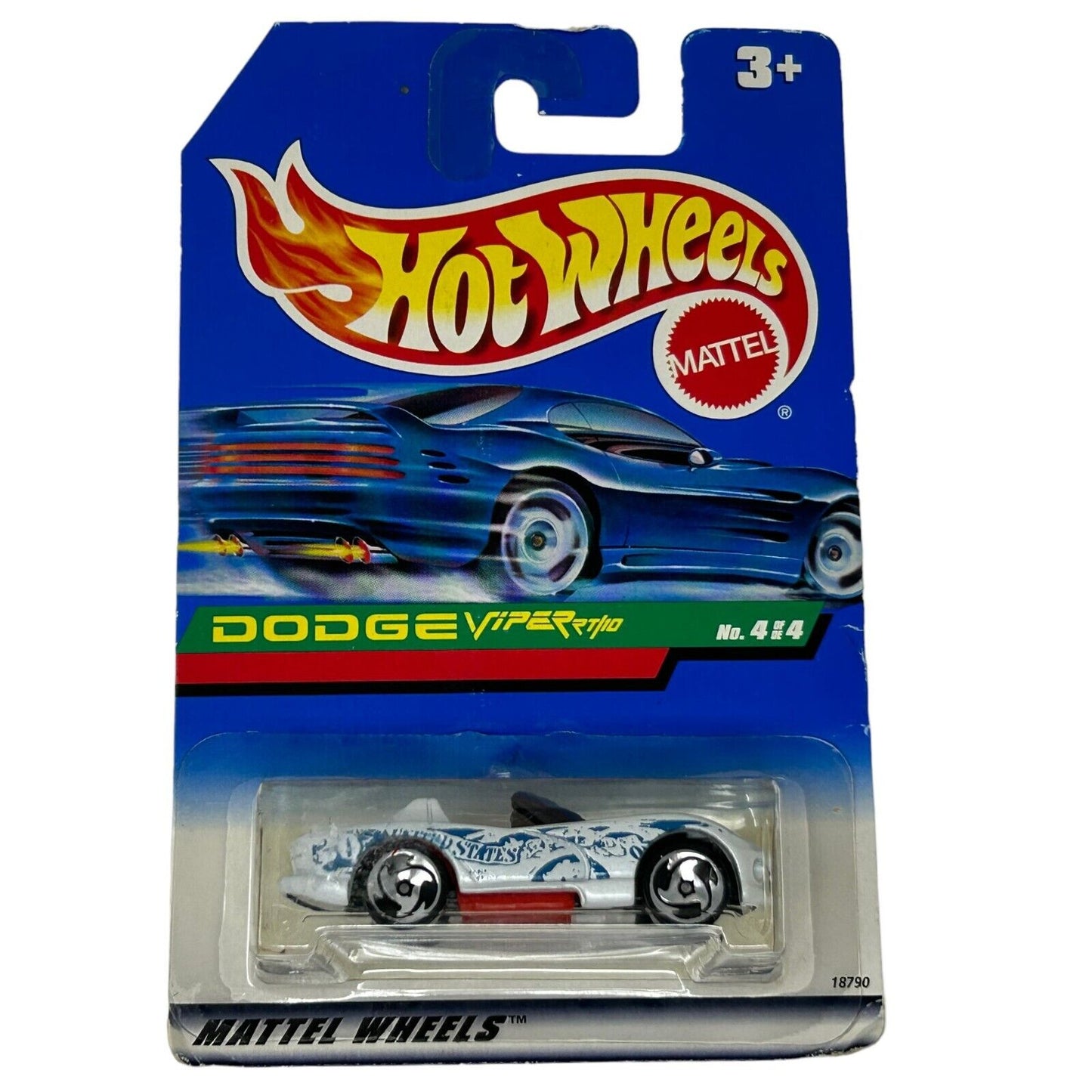 Dodge Viper RT/10 Hot Wheels Collectible Diecast Car White Vintage 90s 1998 New