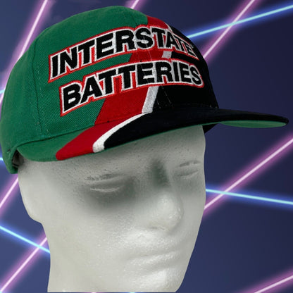 Vintage NASCAR Interstate Batteries Racing Baseball Hat Cap 90s Green Snapback