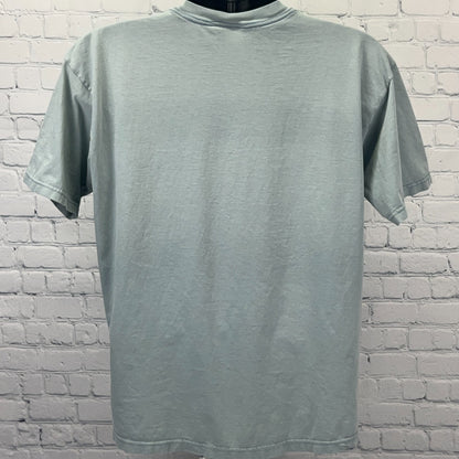 Vintage 90s Distressed TownCraft T Shirt L Large Green USA Made Blank Pocket Tee