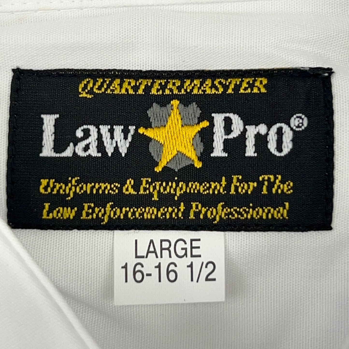 Quartermaster Law Pro Button Front Shirt L Large 16-16 1/2 White Police Security