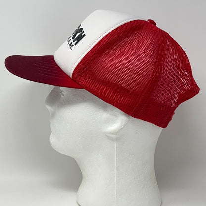 Vintage 80s Monarch Feed Mills Trucker Hat Baseball Cap Farmer Mesh Snapback Red