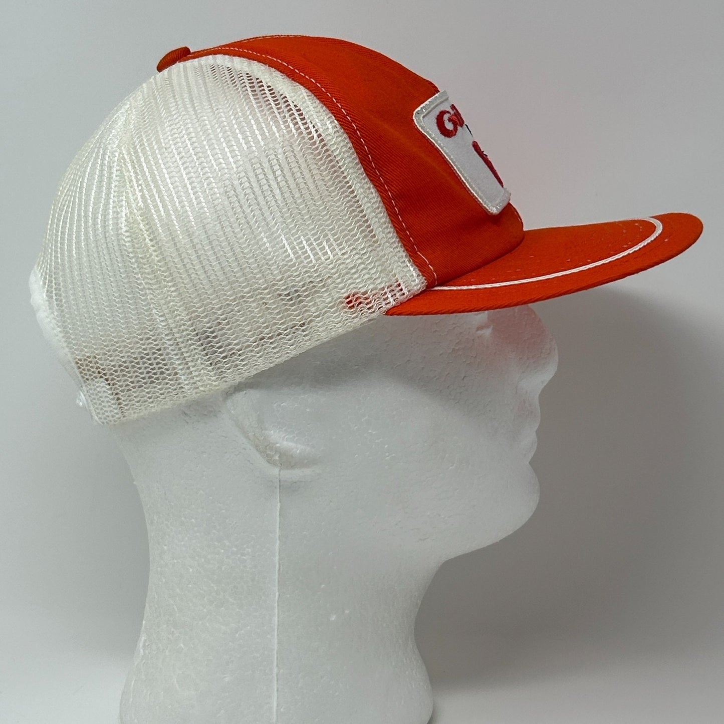 Vintage 80s Gilson Snowblowers Trucker Hat Baseball Cap Canada Snapback Orange