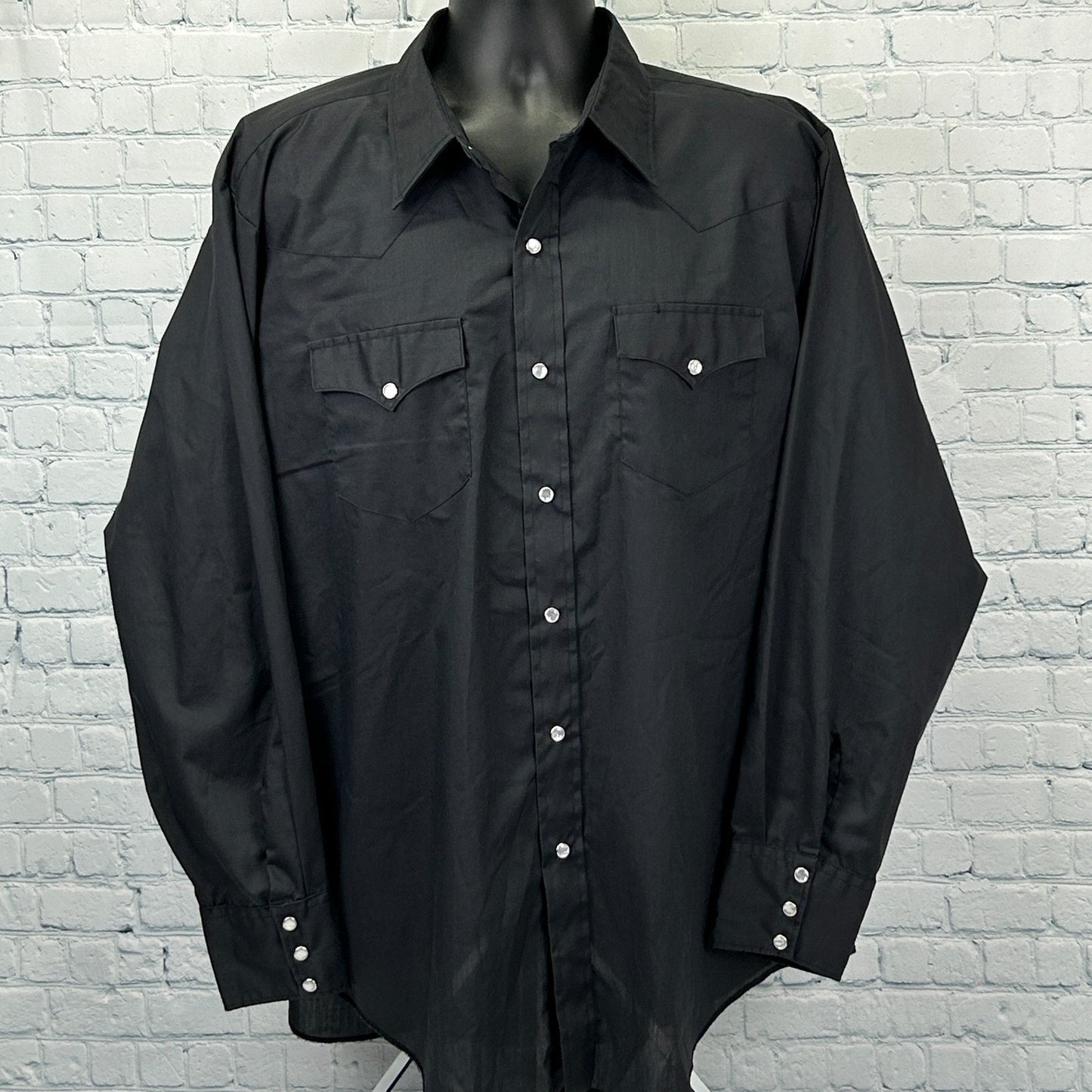 Vintage H Bar C Ranchwear Pearl Snap Button Front Shirt Cowboy Black 18-36 XXL