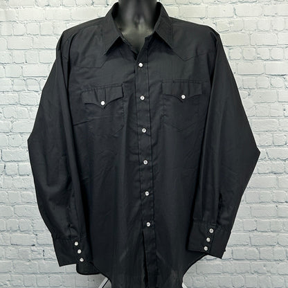 Vintage H Bar C Ranchwear Pearl Snap Button Front Shirt Cowboy Black 18-36 XXL