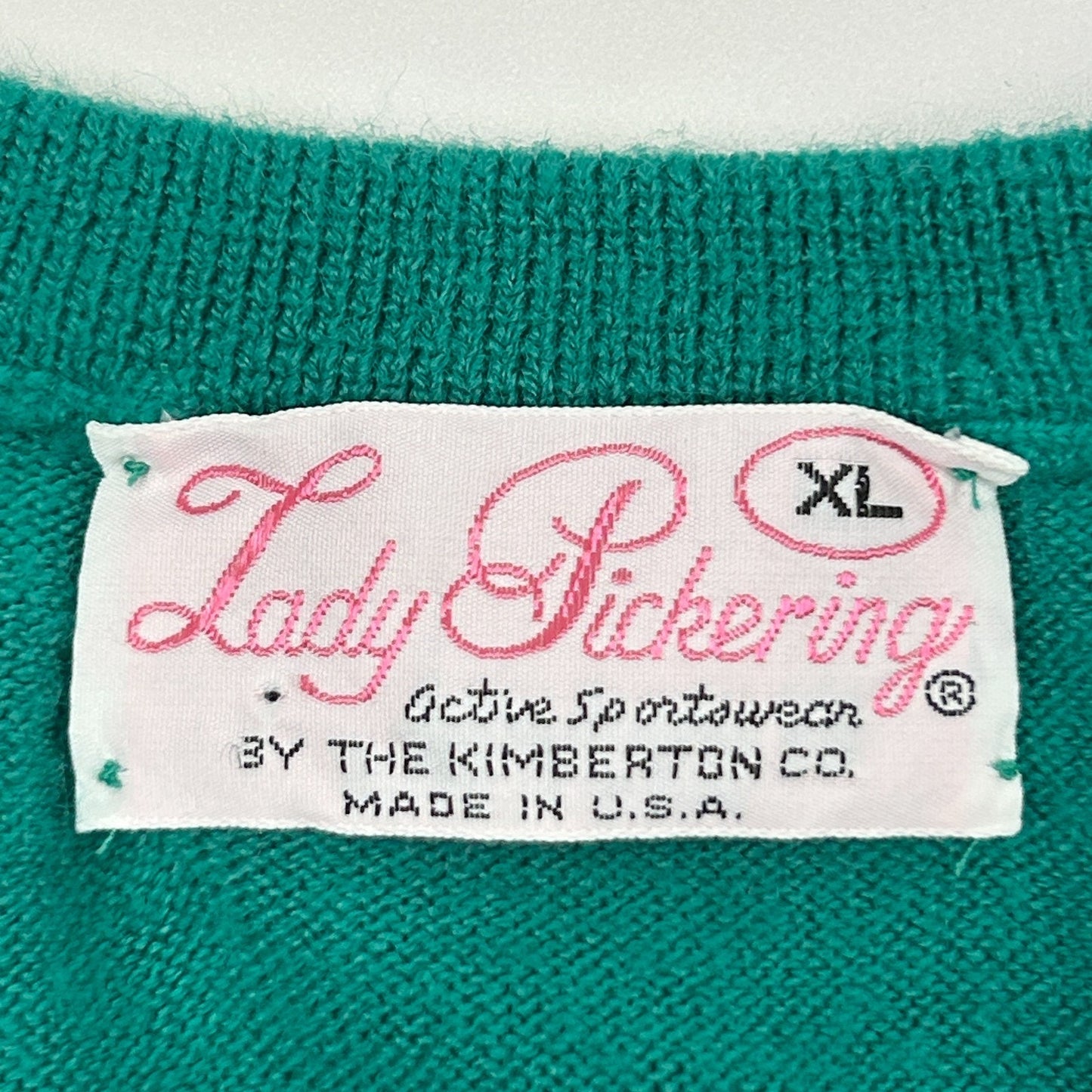 Vintage 70s Waialae Country Club Sweater Golfing USA V Neck Green Womens L Large