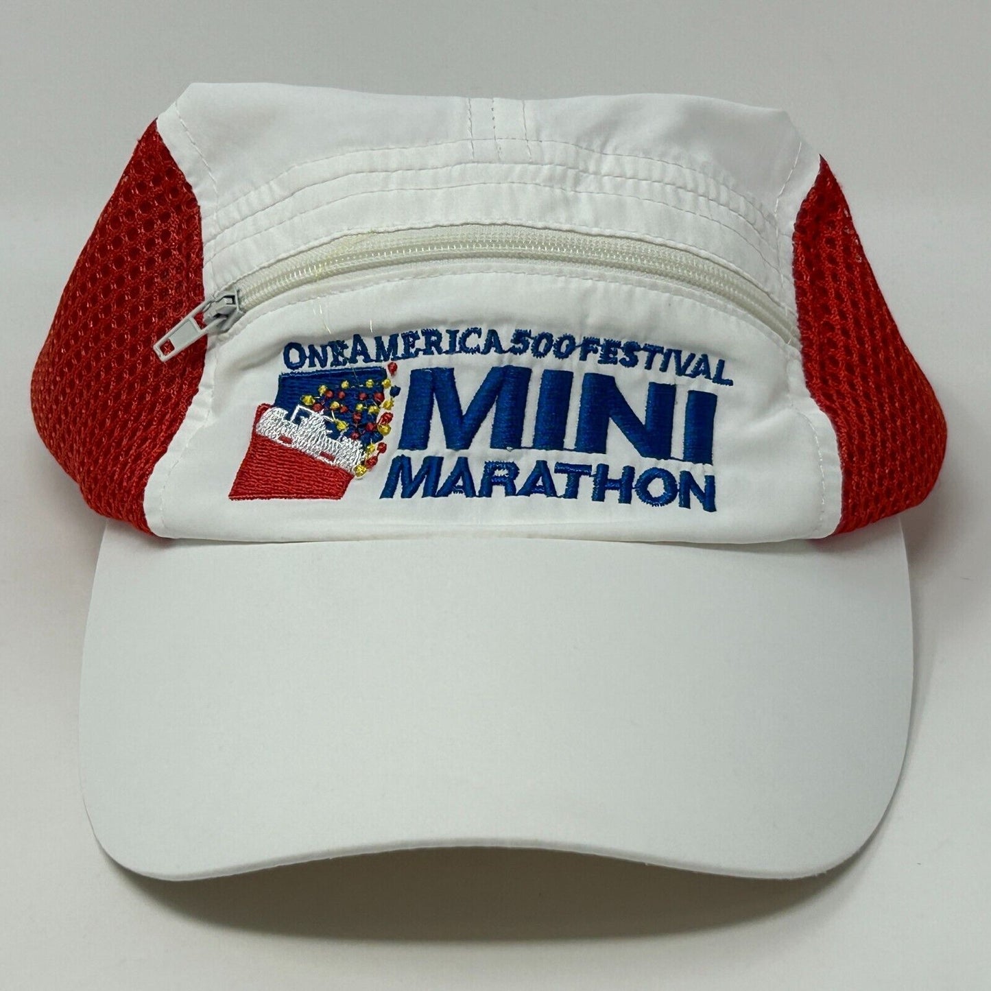 Gorra ligera para correr One America 500 Mini Marathon Gorra de bolsillo para corredores color blanco