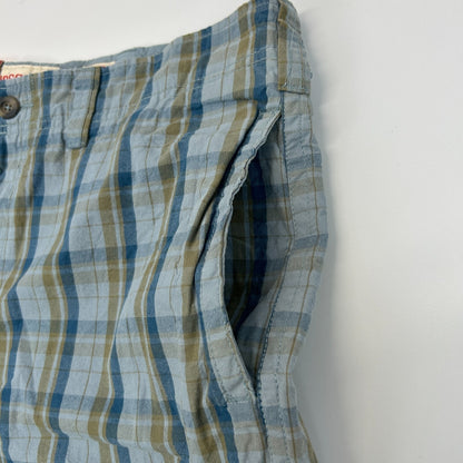 Mossimo Plaid Bermuda Shorts Low Waist Flat Front Pockets Cotton Blue 40
