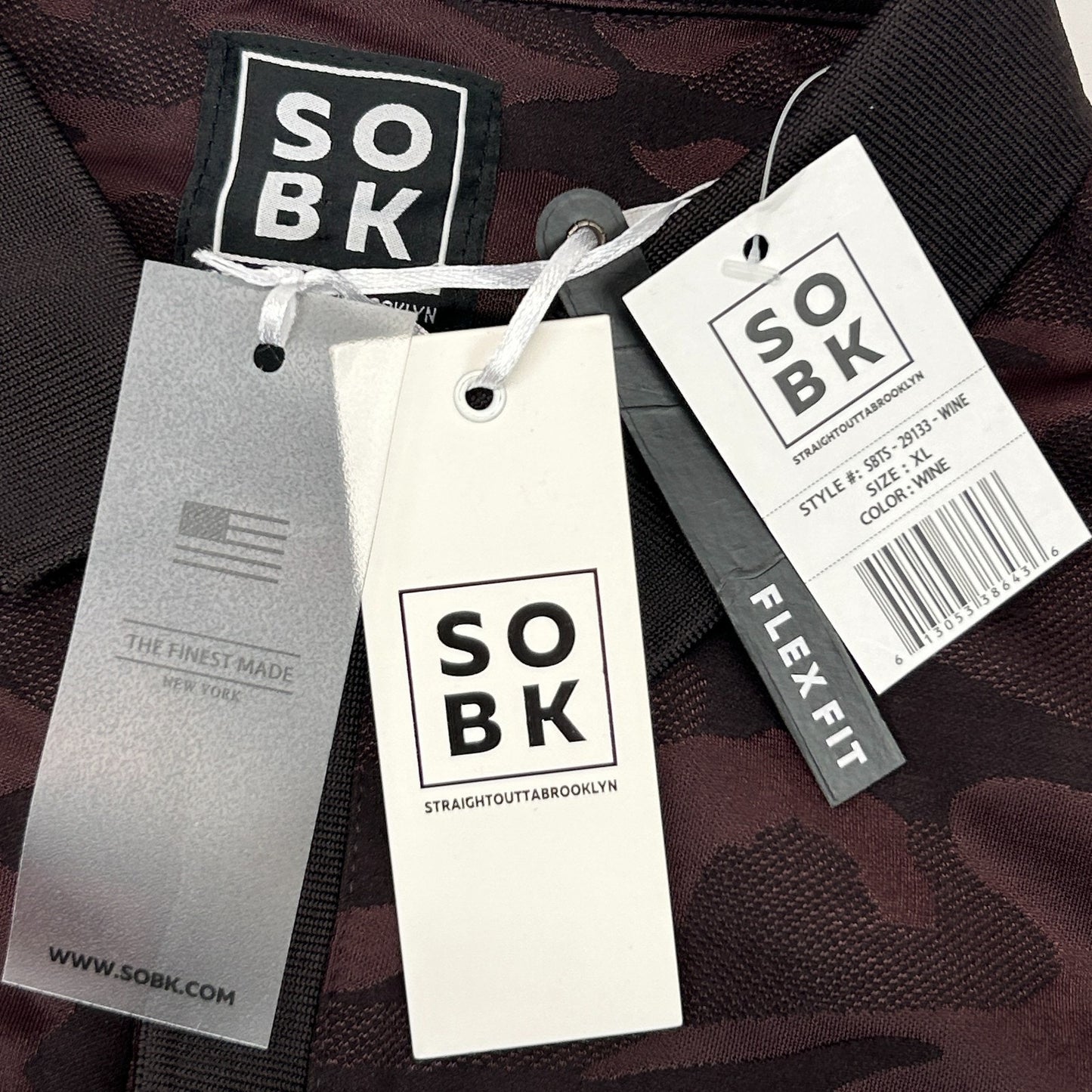 SOBK Straight Outta Brooklyn Camo Polo Shirt Camouflage Flex Fit Red L Large