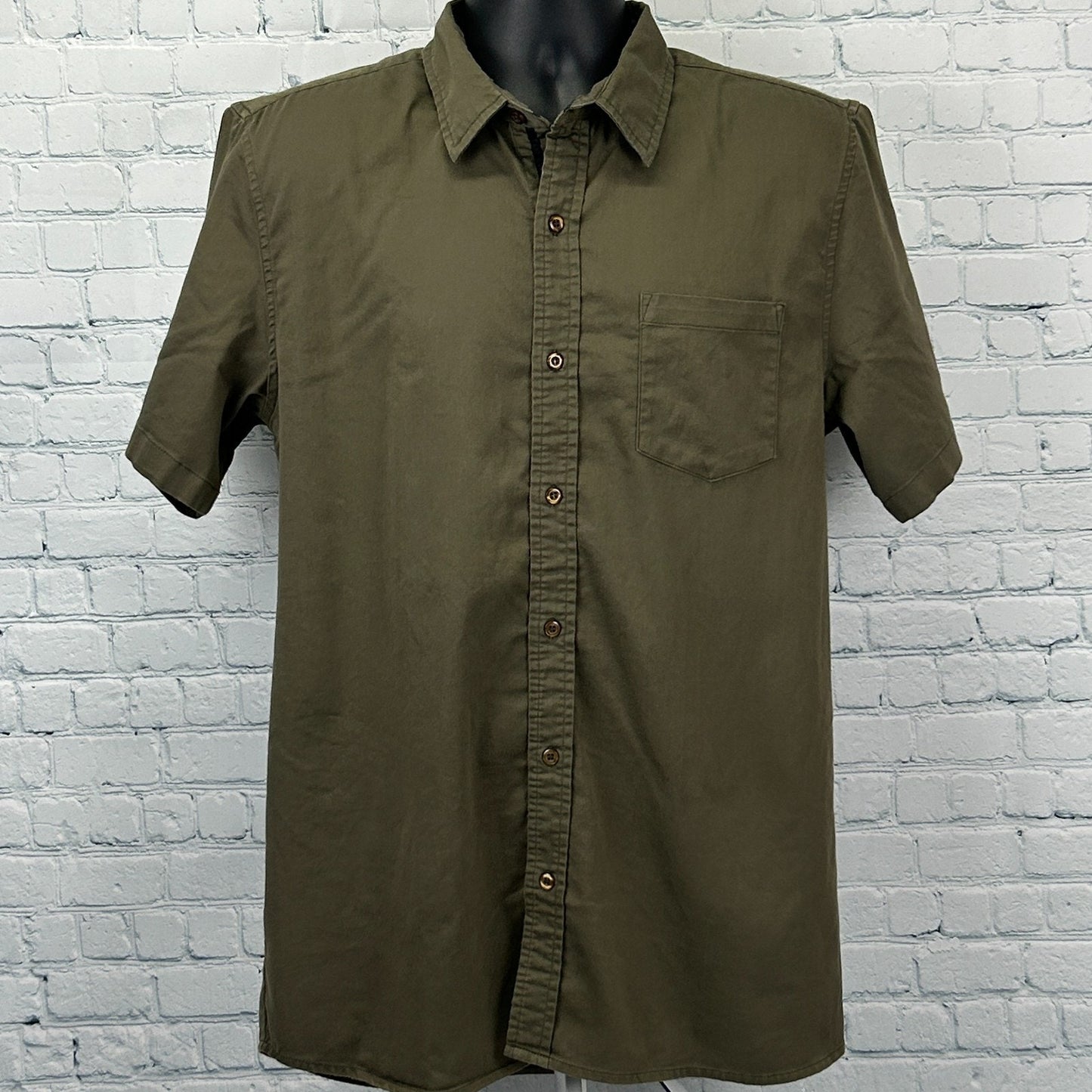 Fried Denim Slim Fit Button Front Shirt Premium Collection Green Mens L Large