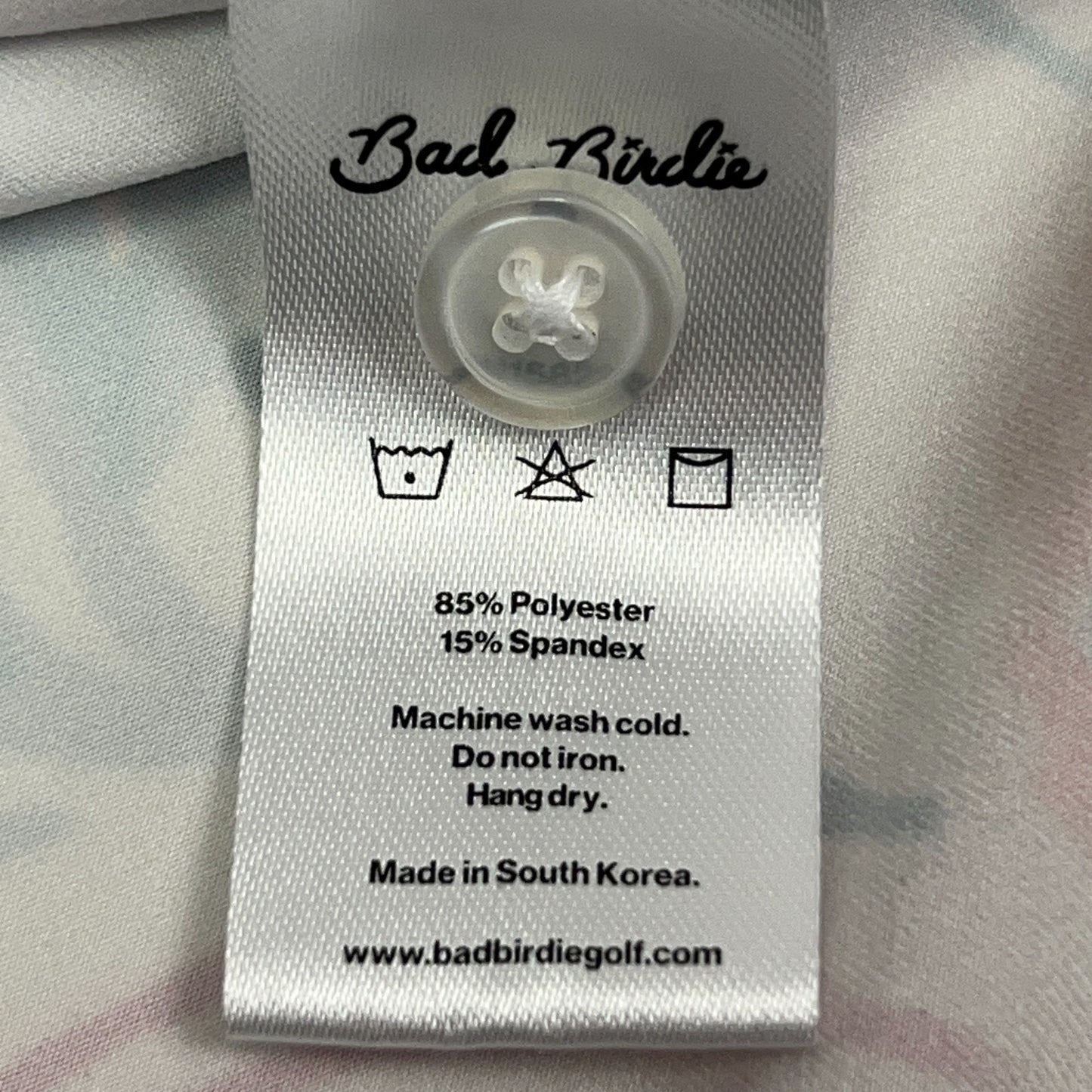 Bad Birdie Leafing Core Polo Shirt L Large White Floral Leaves Short Sleeve Golf