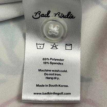 Bad Birdie Leafing Core Polo Shirt L Large White Floral Leaves Short Sleeve Golf
