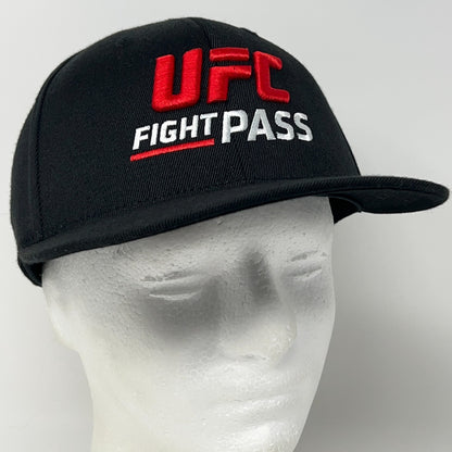 UFC Fight Pass Hat Baseball Cap MMA Mixed Martial Arts Black 210 Flex Fitted S-M