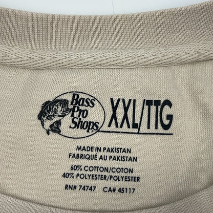Bass Pro Shops Sweatshirt XXL 2XL Beige Crew Neck Cotton Blend Outdoor Logo