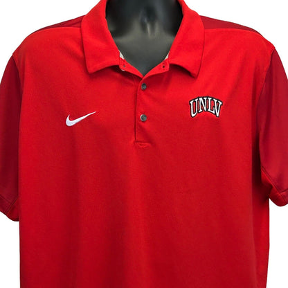 UNLV Runnin Rebels Nike Polo T Shirt 2XL XXL NCAA Las Vegas Dri Fit Tee Mens Red