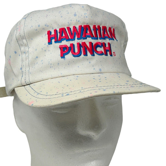 Hawaiian Punch Hat Vintage 90s White Spotted Splattered Strapback Baseball Cap