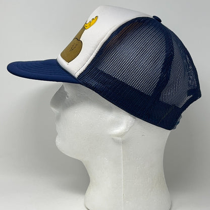 Vintage 80s Alaska Go Kiss a Moose Trucker Hat Baseball Cap Mesh Snapback Blue