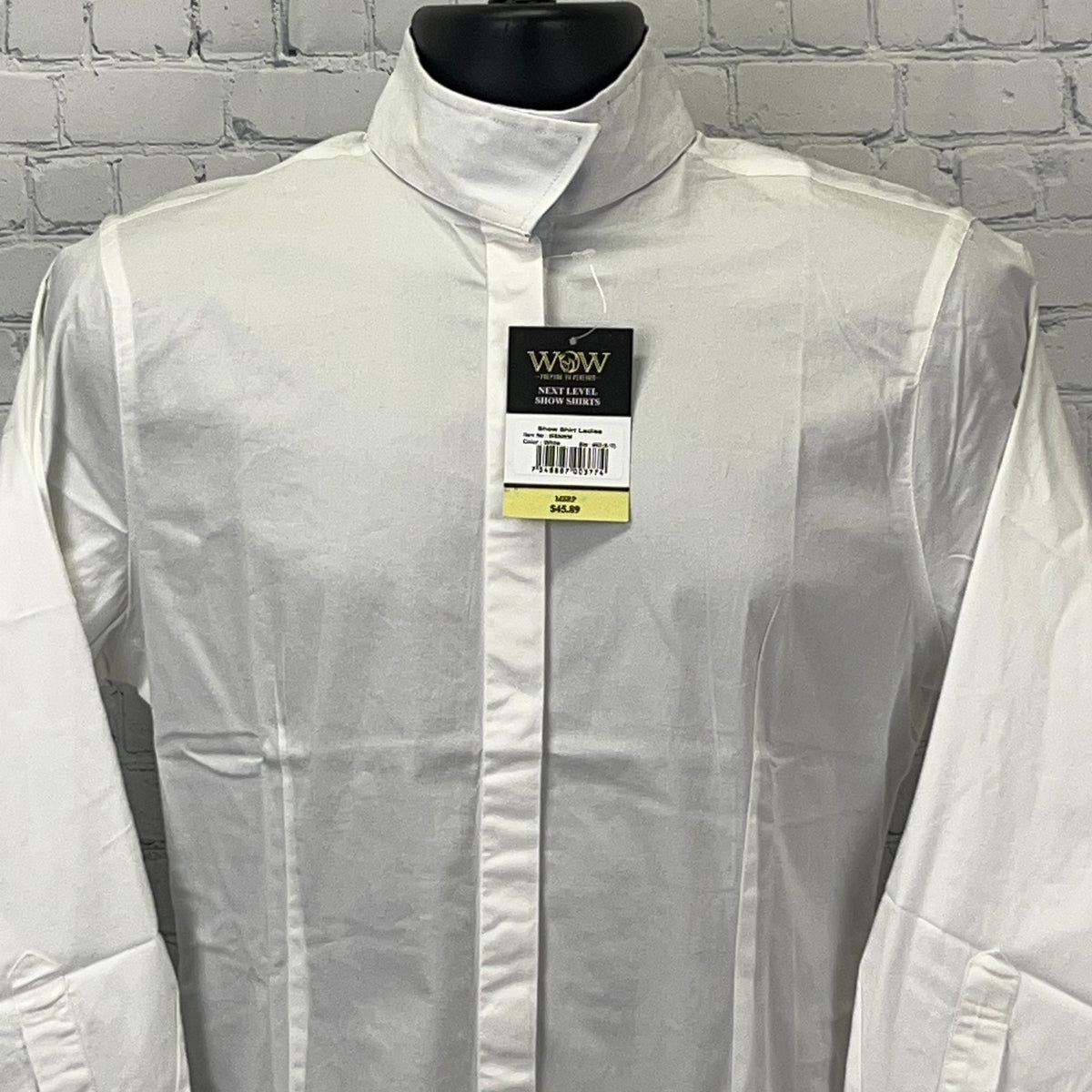 WOW Winners Outerwear Show Shirt Womens M Medium 8-10 White Blue Livestock Horse