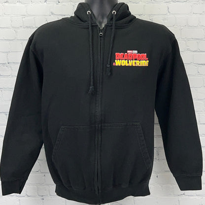 Marvel Deadpool Wolverine Best Friends Full Zip Hoodie M Medium Black Disney