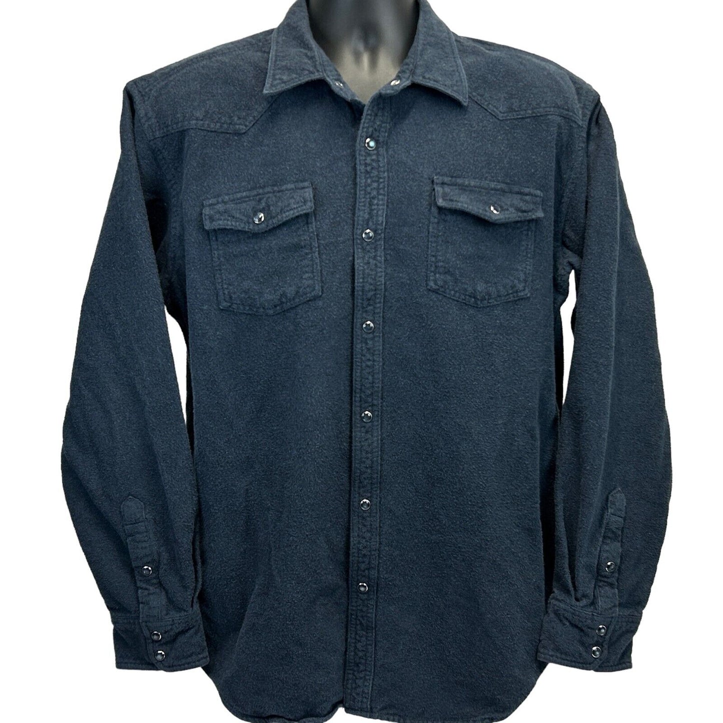 Camisa de franela con botones a presión en la parte delantera y perla de Dakota Grizzly, talla XL, manga larga, para hombre, azul