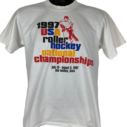 1997 Campeonato Nacional de Hockey sobre Patines de EE.UU. Vintage 90s Camiseta Iowa Medio