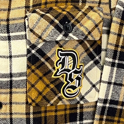 Dogg Supply by Snoop Dogg Flannel Button Front Shirt Rap Plaid Yellow L Large