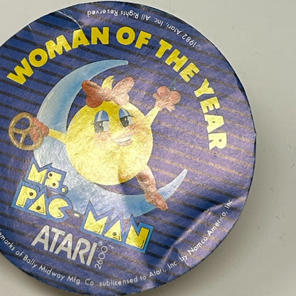 Vintage 80s Atari 2600 Ms Pac Man Paper Sticker 1982 Woman of the Year Pacman
