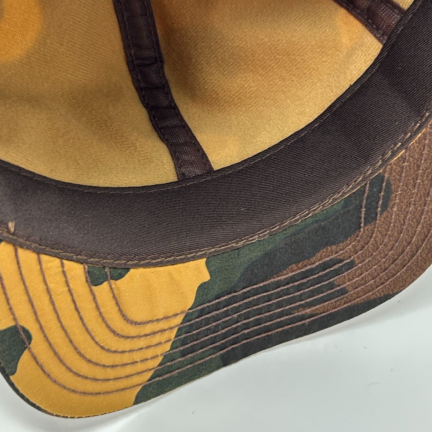 Vintage Hunting Camo Hat Baseball Cap Ear Flap Hunter Camouflage Brown M Medium