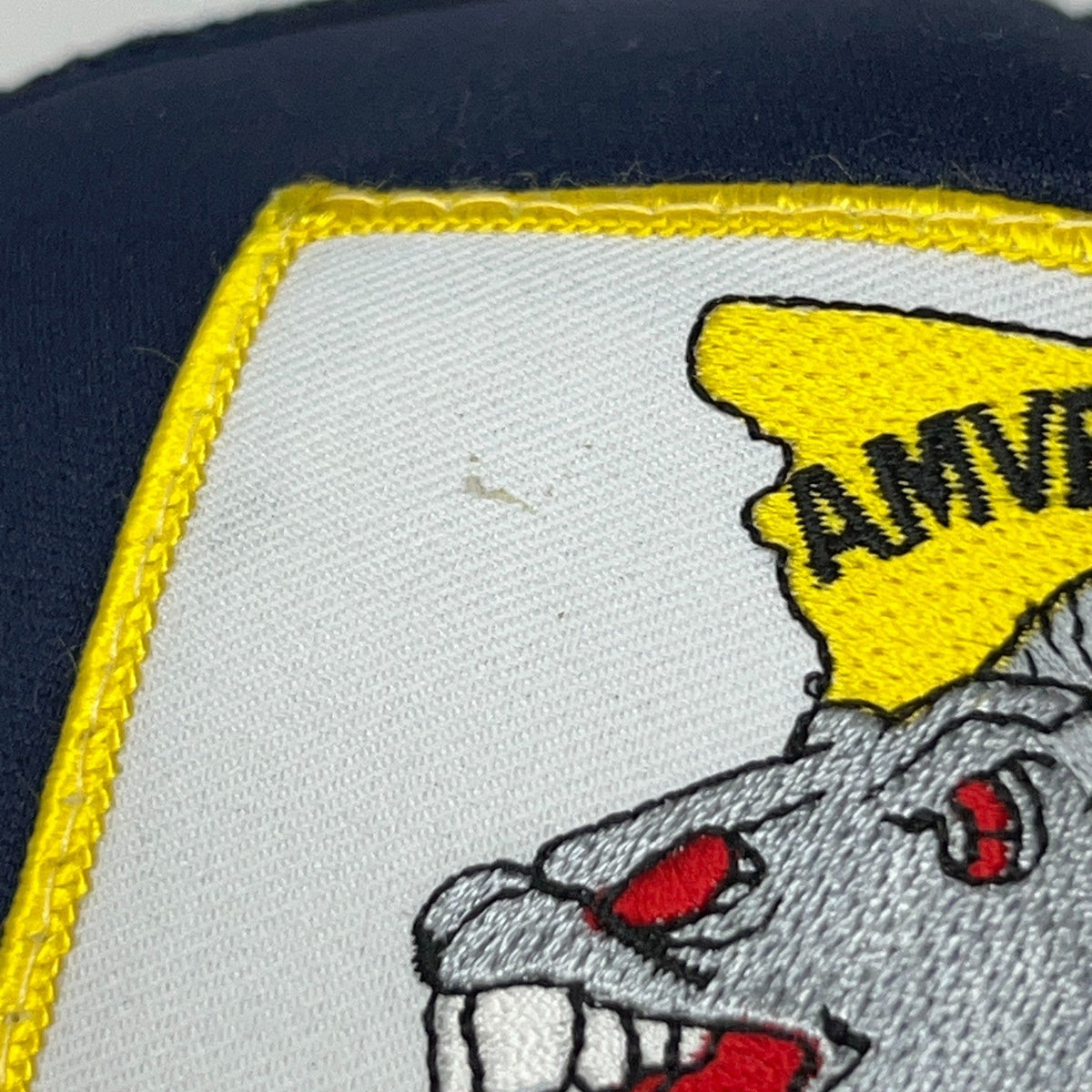 Vintage AMVETS Missouri Veterans Navy Blue Trucker Snapback Baseball Hat Cap