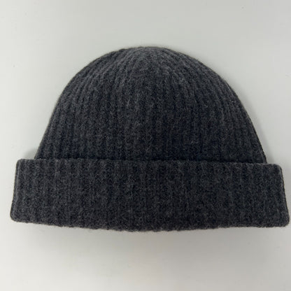 C Logo Womens Beanie Winter Hat Toque Flip Cuffed Ribbed Gray
