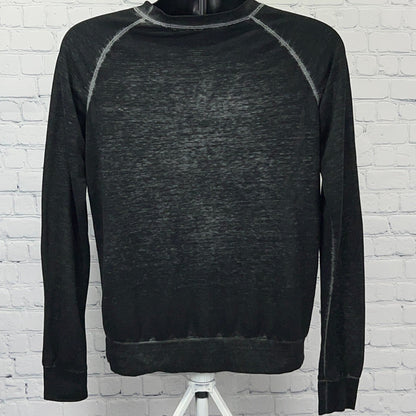 Nirvana Happy Face Band Burnout Long Sleeve T-Shirt Raglan Black Womens S Small