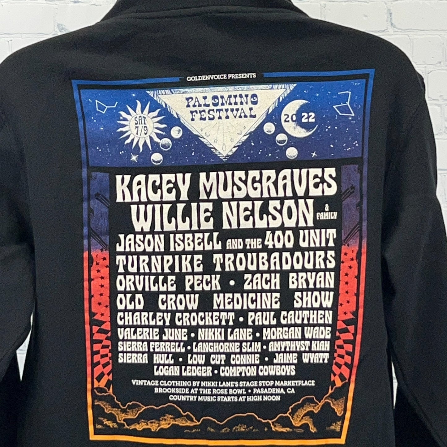Palomino Festival 2022 Hoodie Hooded Sweatshirt Black Willie Nelson Mens L Large