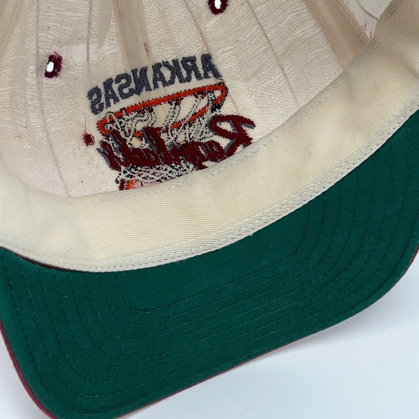 Vintage 90s Arkansas Razorbacks Basketball Hat Baseball Cap White Hogs Snapback