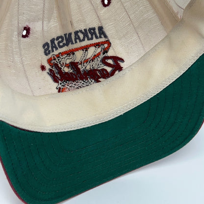 Vintage 90s Arkansas Razorbacks Basketball Hat Baseball Cap White Hogs Snapback