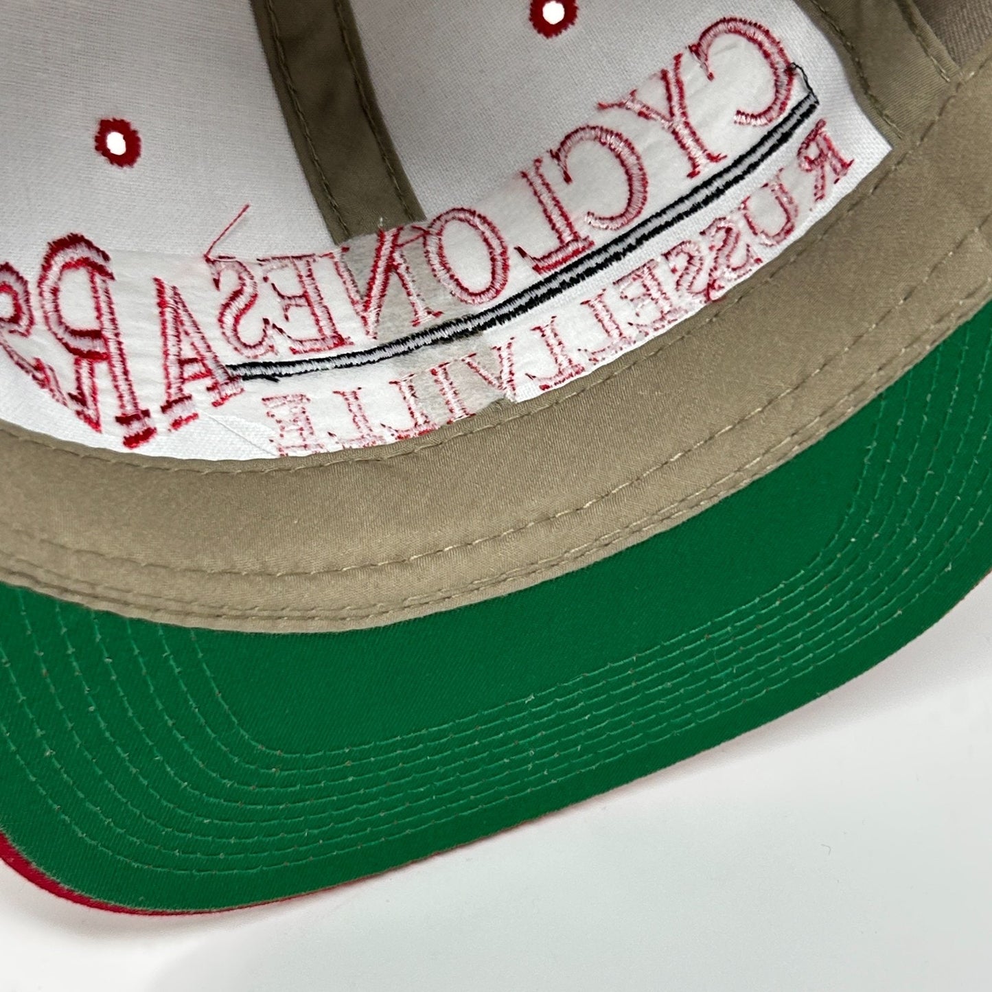 Vintage Russellville High School Cyclones Hat Cap Beige 90s Arkansas Snapback