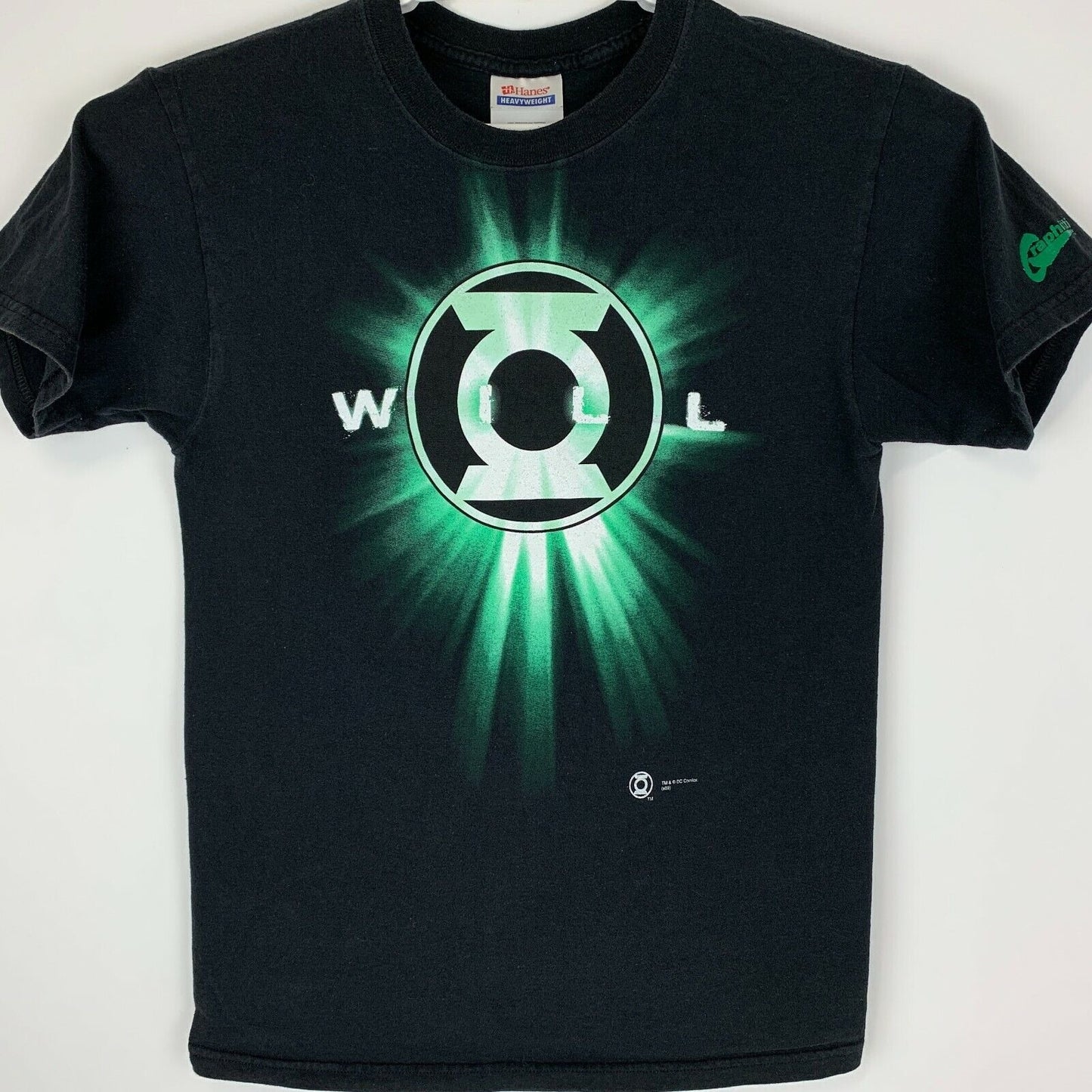 Camiseta de hombre Green Lantern Will con grafiti pequeño, cómic DC Comics 2009, color negro