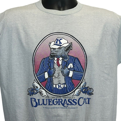 Camiseta vintage de la Universidad de Kentucky Wildcats, talla grande, años 80, estilo bluegrass, para hombre, color gris