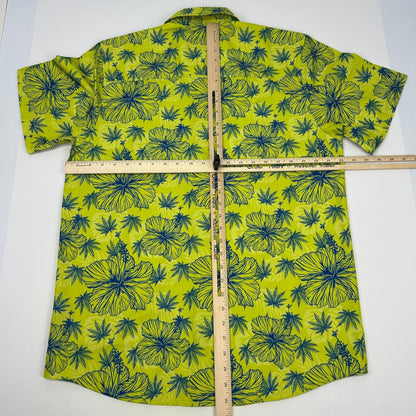 Dixxon Flannel Co Maui Waui Button Front Shirt Marijuana Pot Weed Green M Medium