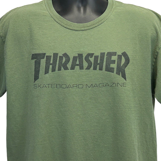 Thrasher Skateboard Magazine T Shirt Large Skateboarding Skater Army Mens Green