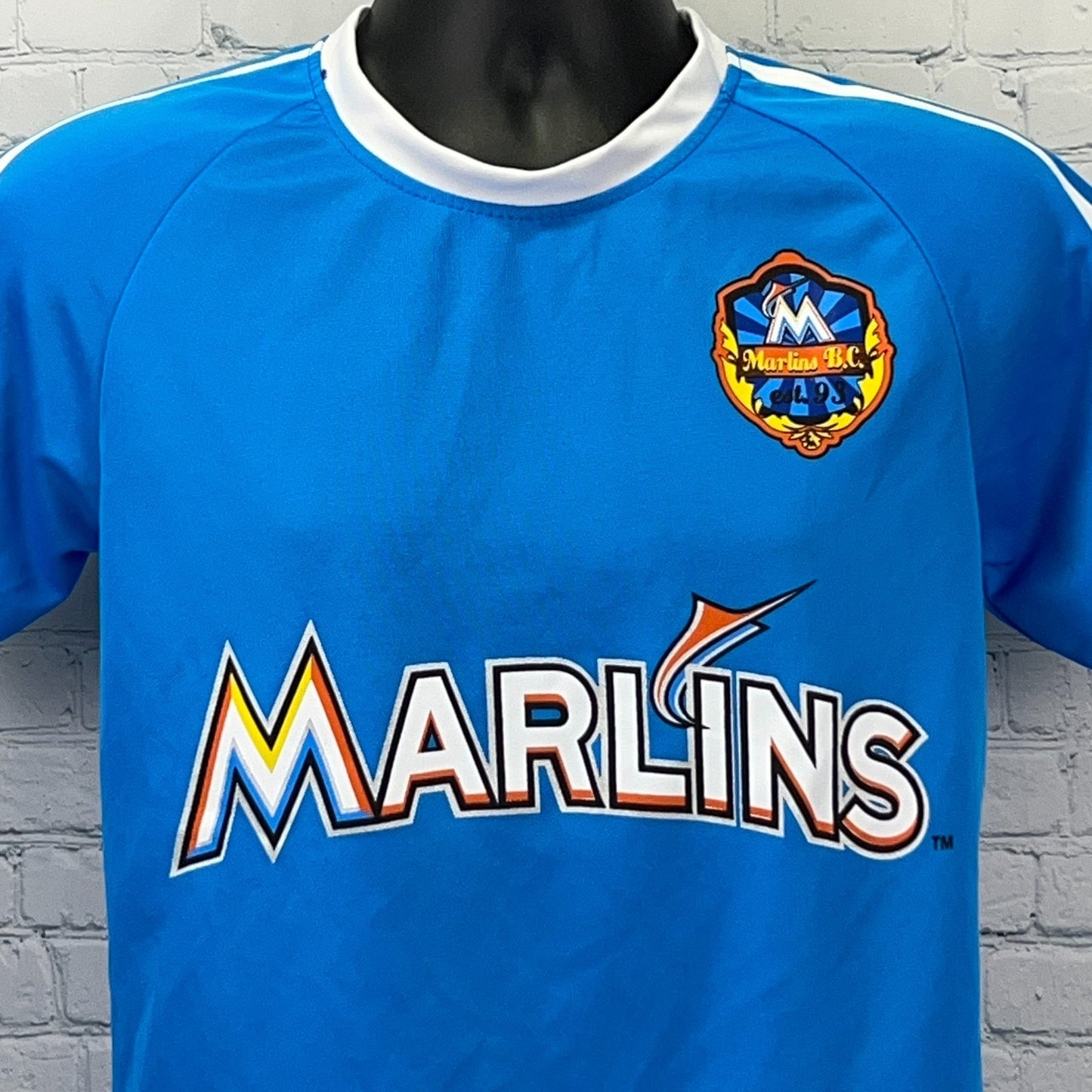 Miami Marlins BC Soccer Jersey T Shirt 2014 Florida Baseball MLB Blue S Small