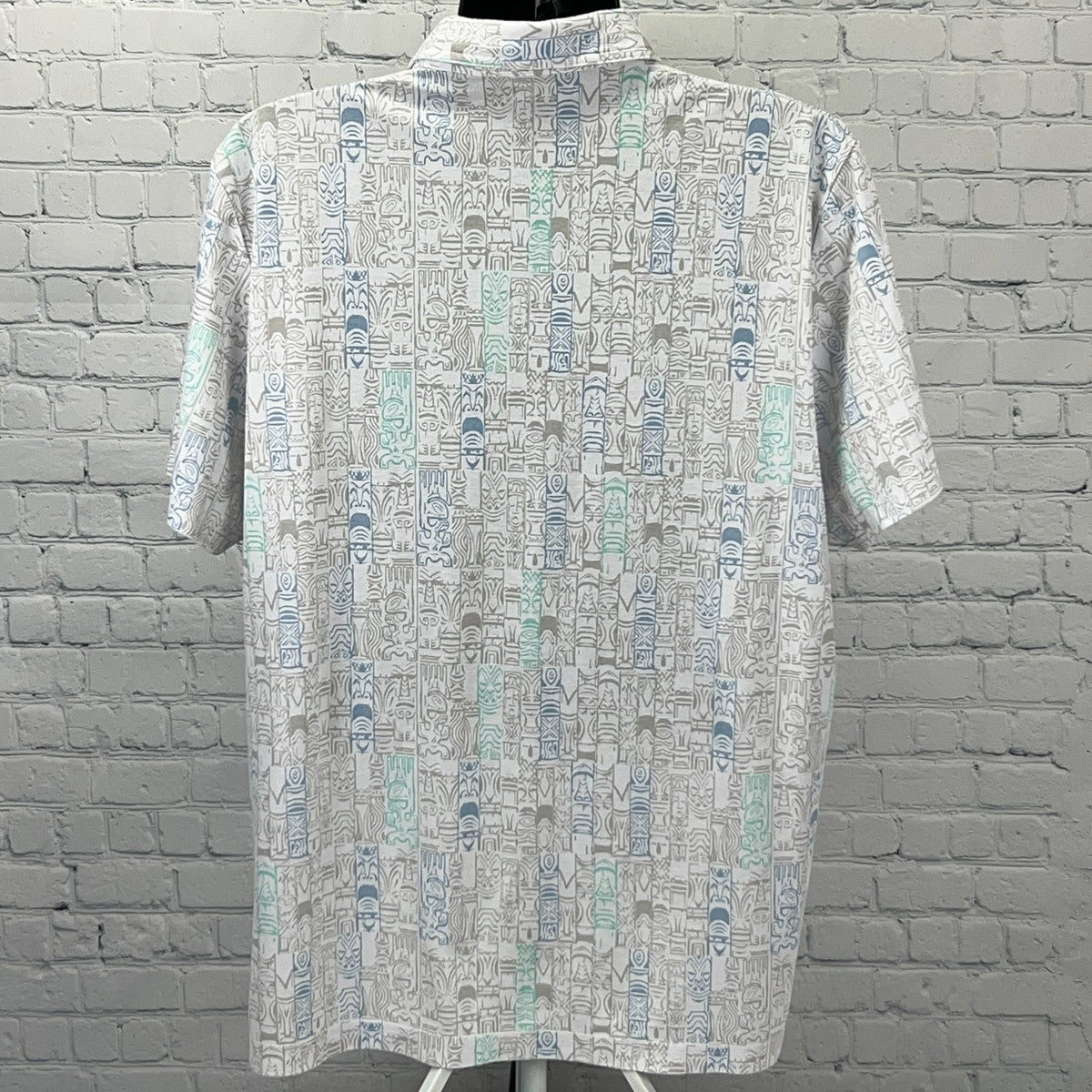 Travis Mathew Tiki Polo Shirt Mens XXL 2XL White Golfer Hawaiian Short Sleeve