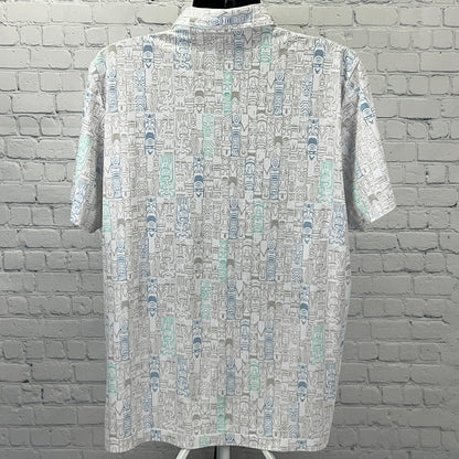 Travis Mathew Tiki Polo Shirt Mens XXL 2XL White Golfer Hawaiian Short Sleeve