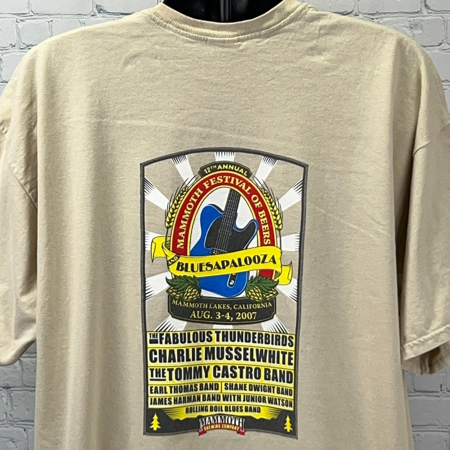 Vintage Y2Ks Bluesapalooza Beer Festival T Shirt Mammoth Brewing Beige 2XL XXL