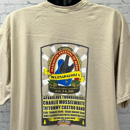 Vintage Y2Ks Bluesapalooza Beer Festival T Shirt Mammoth Brewing Beige 2XL XXL