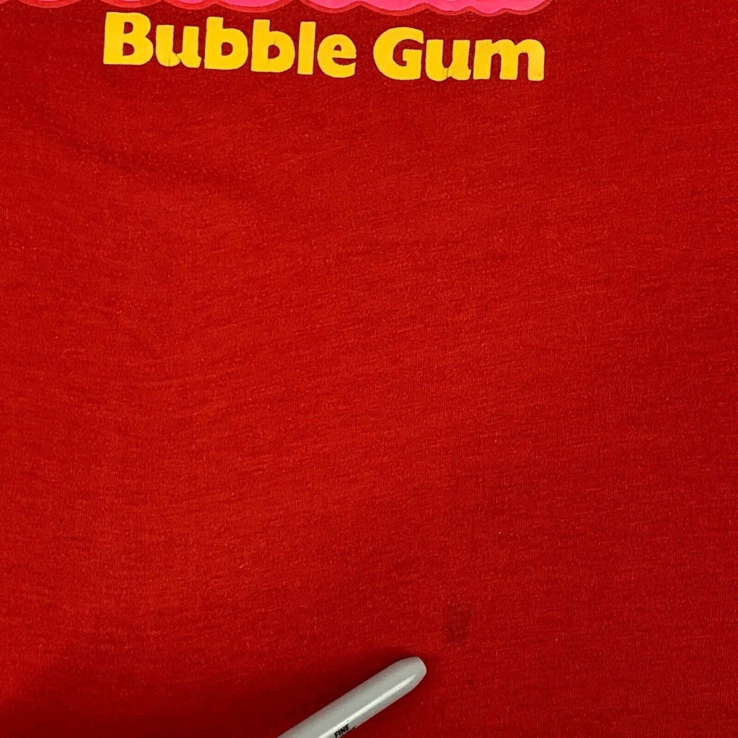 Camiseta vintage de los años 80 con chicle Super Yum Bubble Yum, con una sola puntada y un pequeño refrigerio, para hombre, color rojo