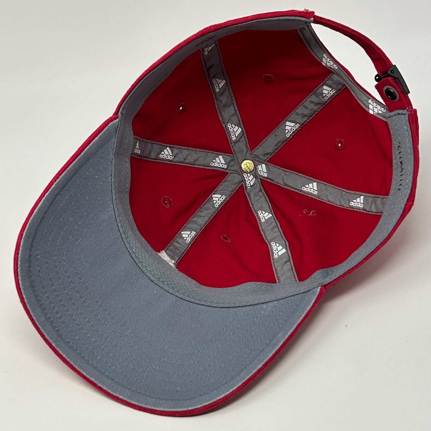 Adidas Climalite Dad Hat Baseball Cap Red Logo Strapback 6 Panel Unstructured