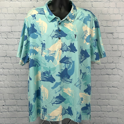 William Murray Happy Hands Polo Shirt Golf Golfing Golfer Bill Blue XXL 2XL