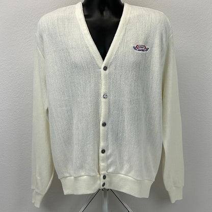 Vintage 70s 80s Kraft Foodservice Cardigan Sweater Food Service White L Large