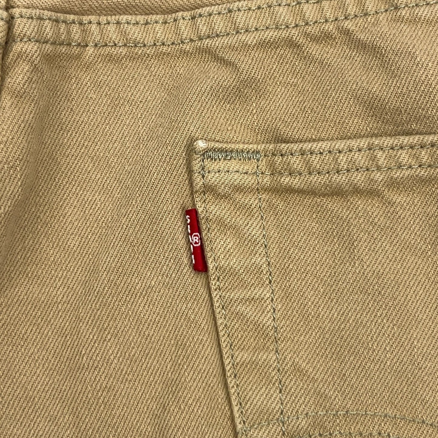 Levis 501 Button Fly Jeans Straight Fit Five Pockets Denim 1212 Beige Tan 44x32