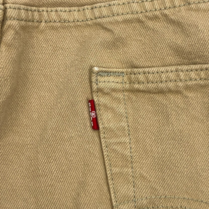Levis 501 Button Fly Jeans Straight Fit Five Pockets Denim 1212 Beige Tan 44x32